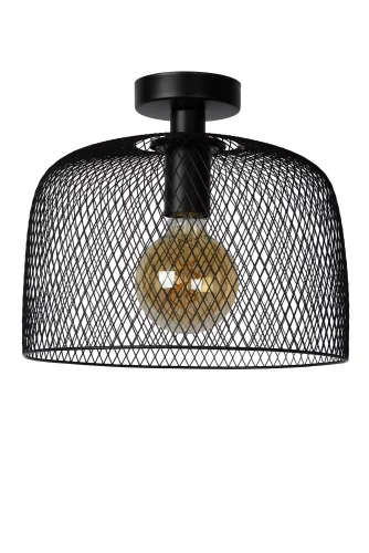 Светильник потолочный лофт Mesh 43104/30/30 Lucide чёрный 1 лампа, основание чёрное в стиле лофт  фото 2